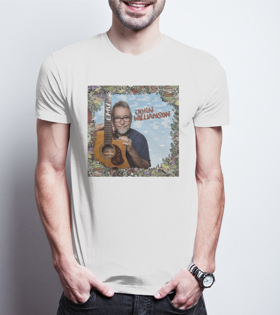 John Williamson EMU Guitar Ausmusic Floral Border T-Shirt