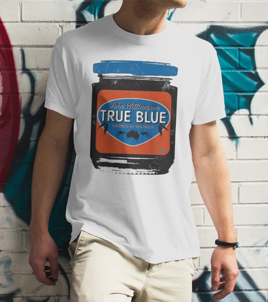 John Williamson True Blue Product Of Australia Mock Jam Label T-Shirt