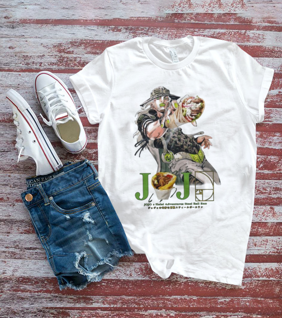 Jojo’s Halal Adventure Steel Ball Run Gyro Burrito Manga Crossover T-Shirt