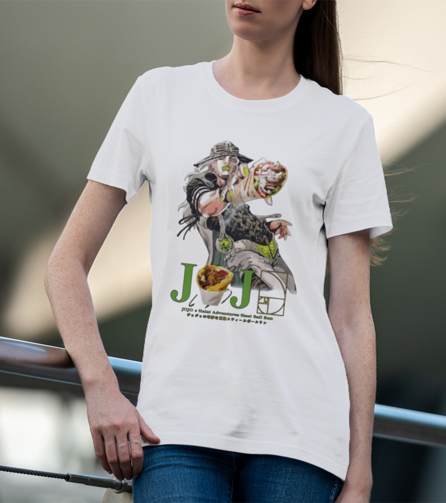 Jojo’s Halal Adventure Steel Ball Run Gyro Burrito Manga Crossover T-Shirt