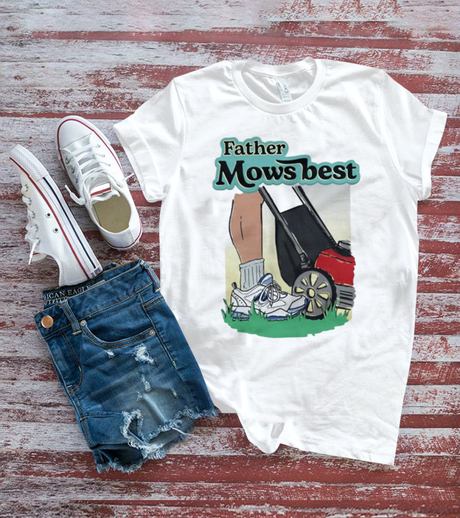 Father Mows Best Emotionalclub Lawn Mower Sneaker Style T-Shirt