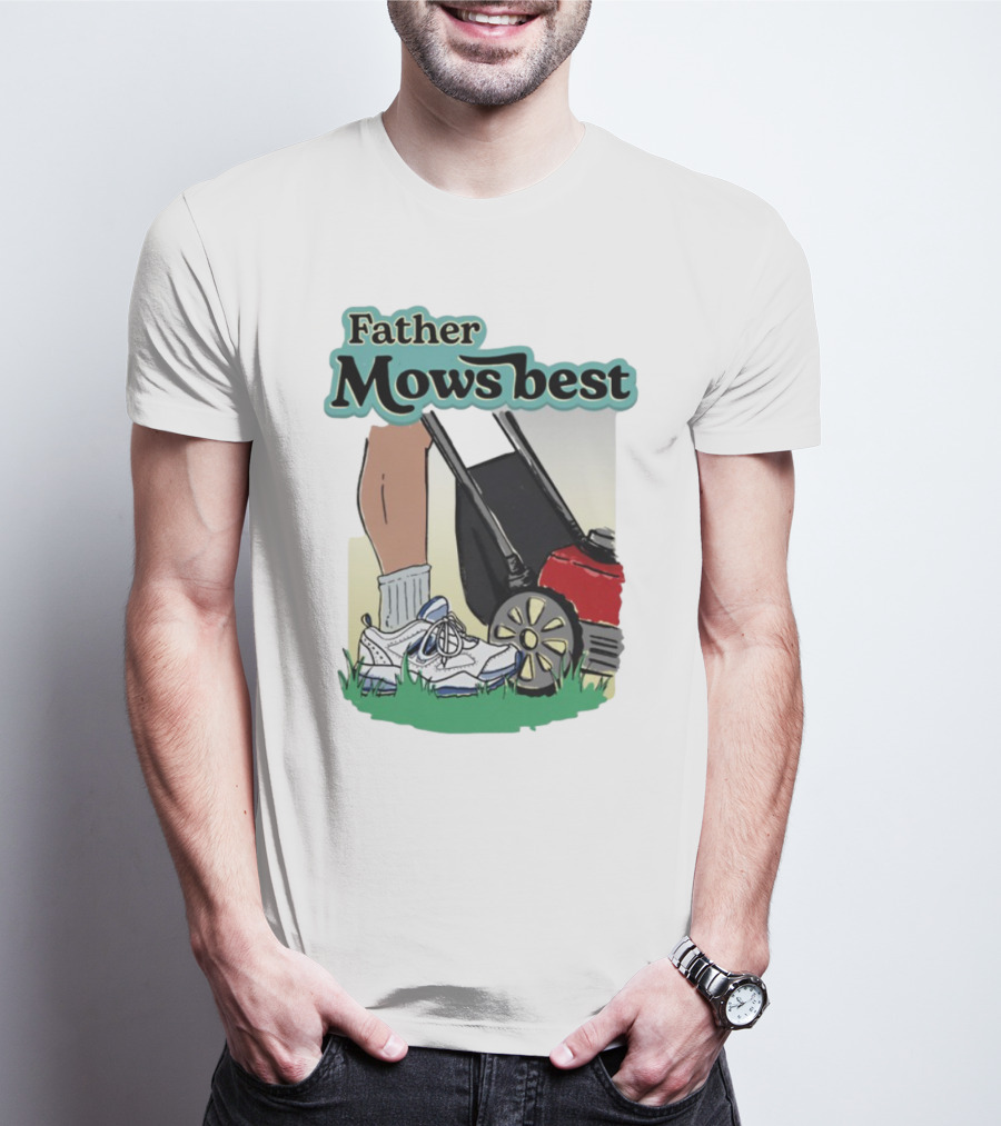 Father Mows Best Emotionalclub Lawn Mower Sneaker Style T-Shirt