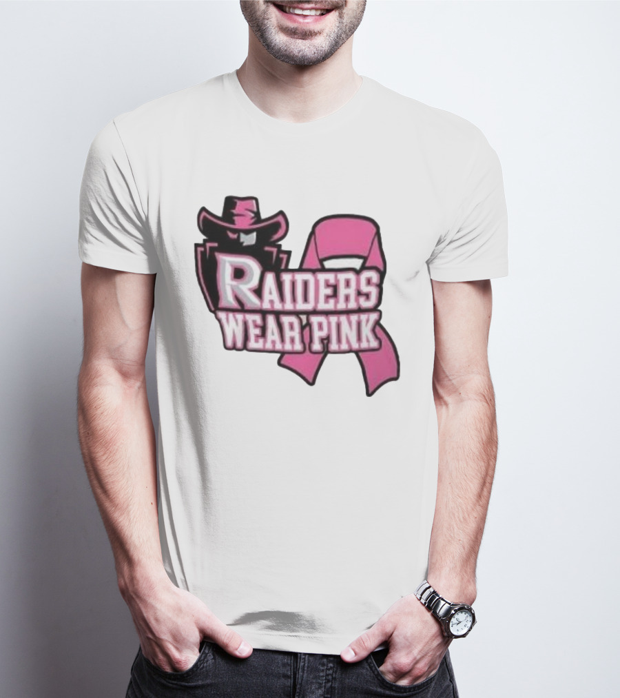 Raiders Wear Pink Breast Cancer Awareness Power Ribbon T-Shirt