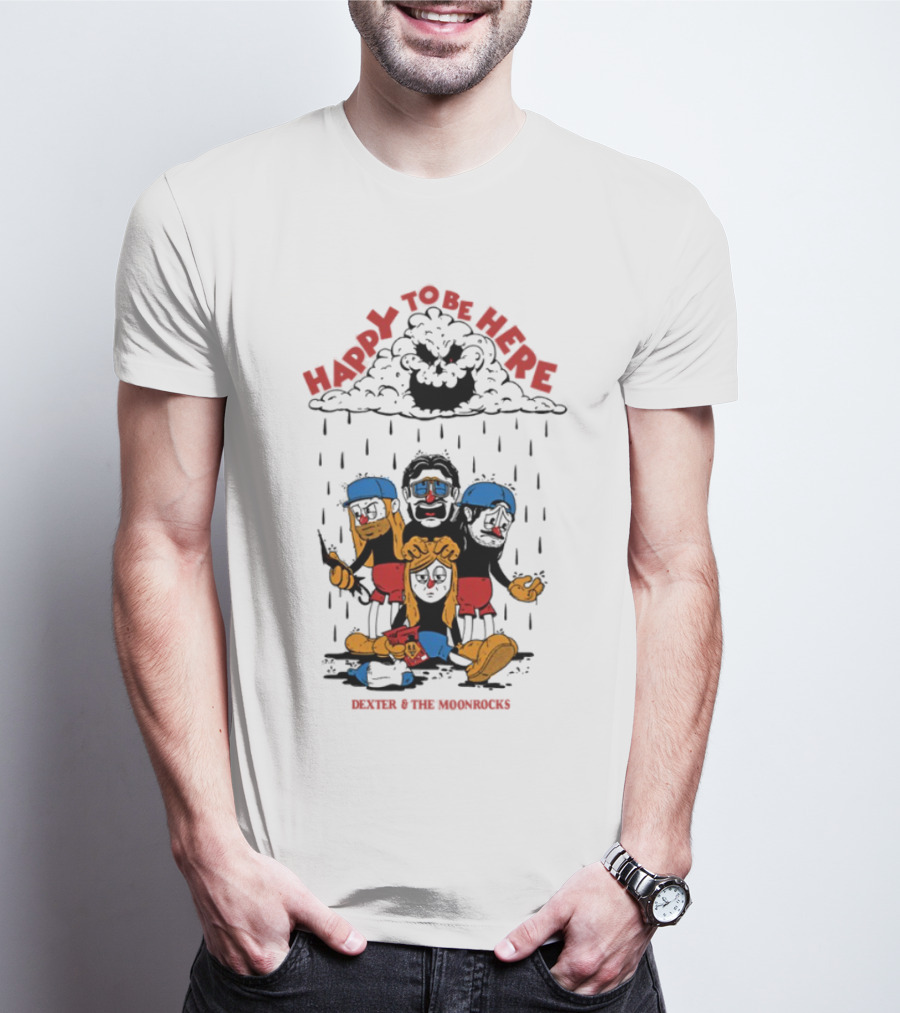 Dexter & The Moonrocks Happy To Be Here Blue And Red Outfits T-Shirt