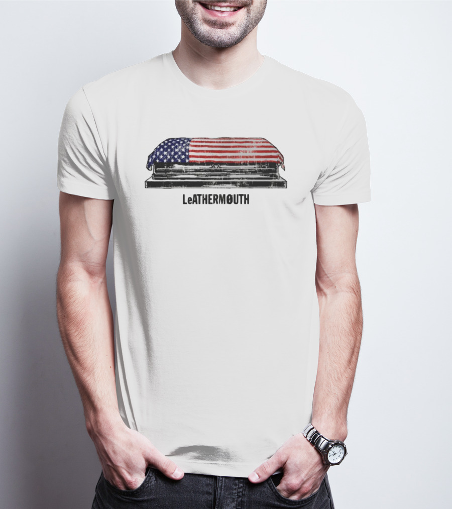 Leathermouth American Flag Coffin T-Shirt
