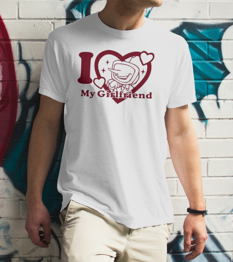 I Love My Girlfriend Mr. Tenna Heart Design T-Shirt