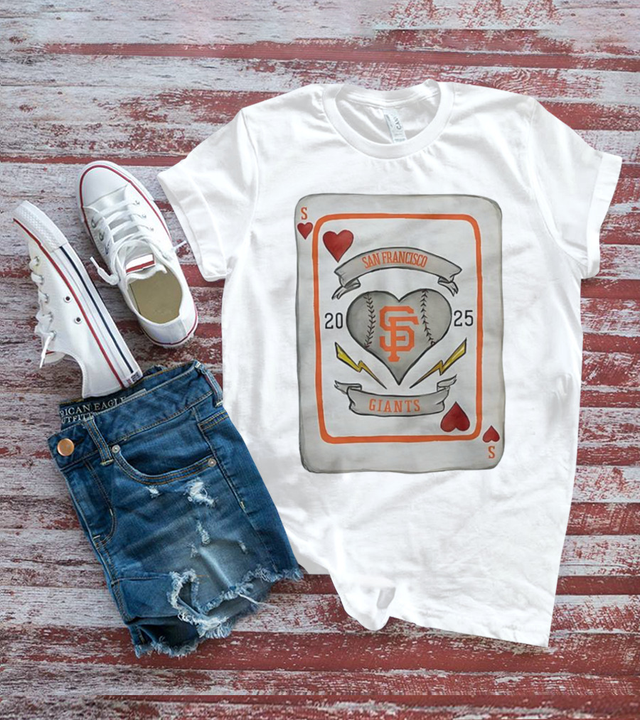 San Francisco Giants Baseball Card Heart 2025 Tiny Turnip Collaboration T-Shirt