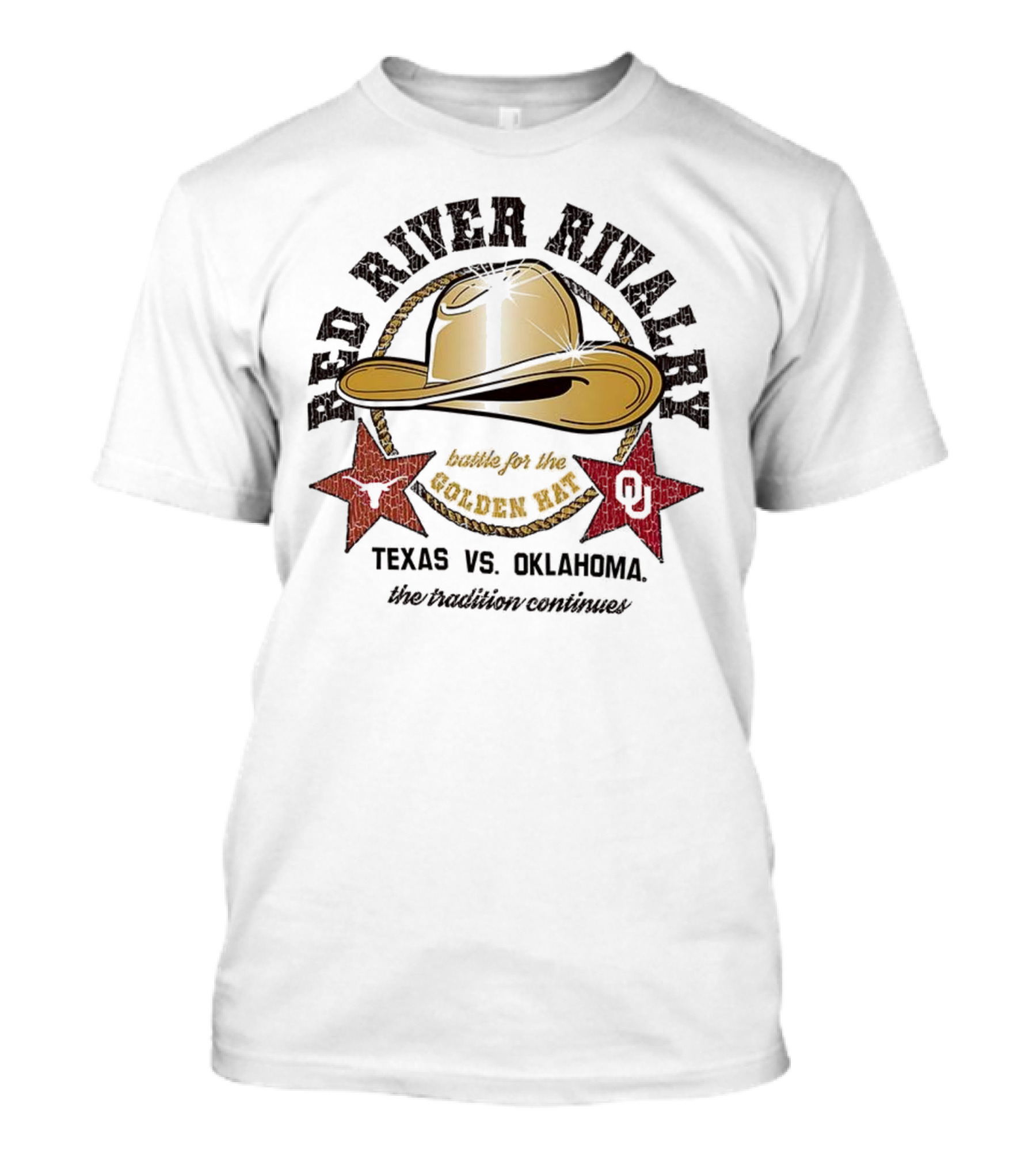 Red River Rivalry Texas Vs Oklahoma Battle For The Golden Hat T-Shirt