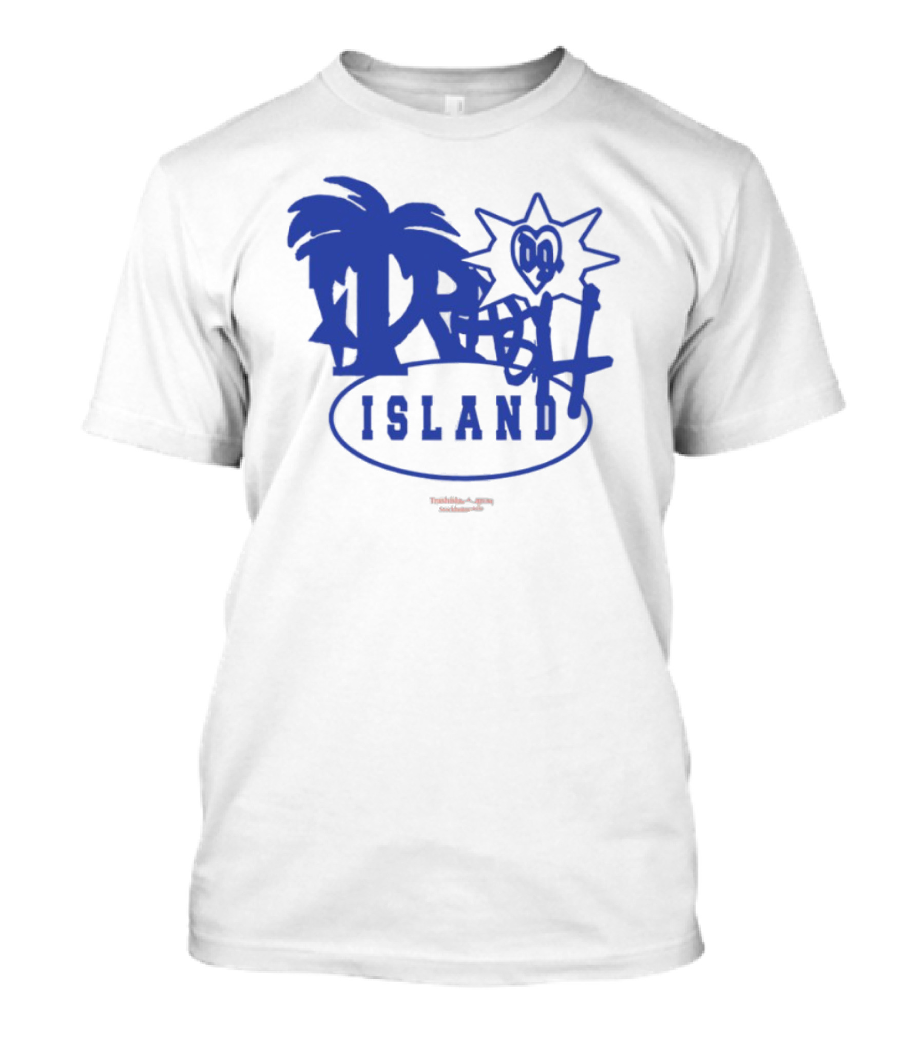 Trash Island Blue And White Palm Star Grafik T-Shirt