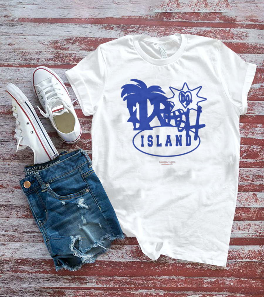 Trash Island Blue And White Palm Star Grafik T-Shirt