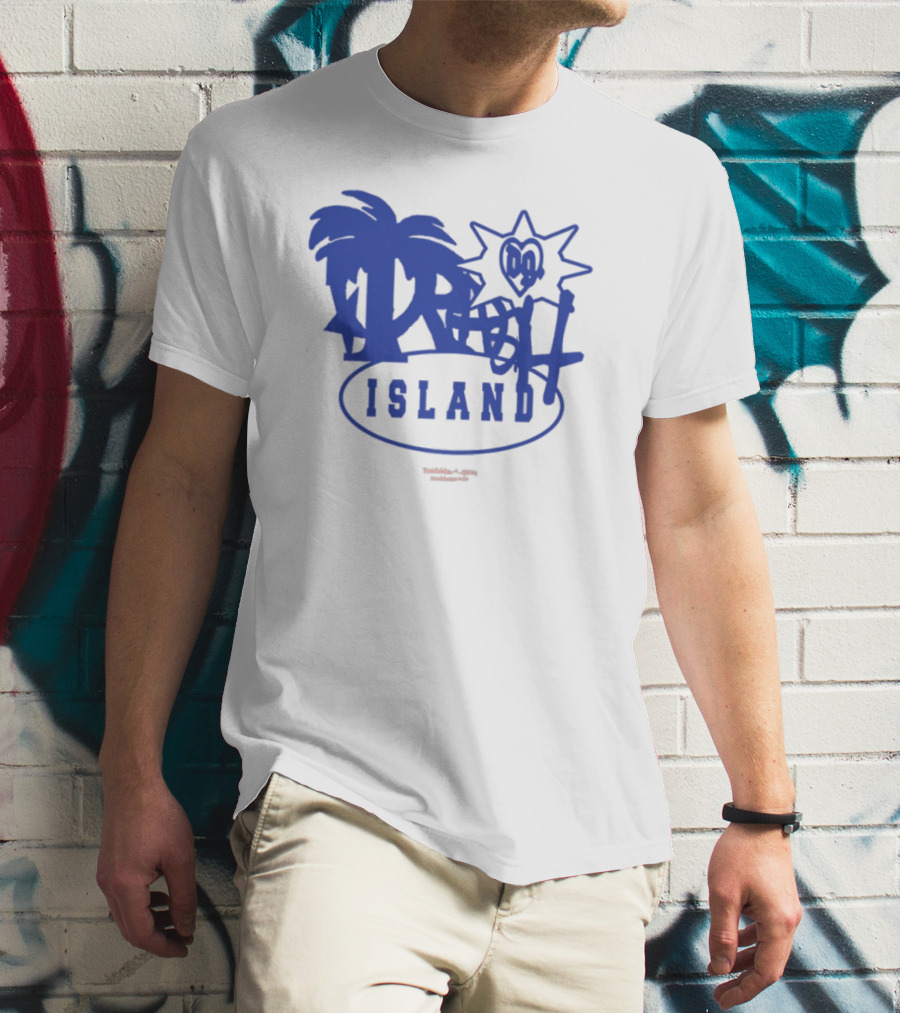 Trash Island Blue And White Palm Star Grafik T-Shirt