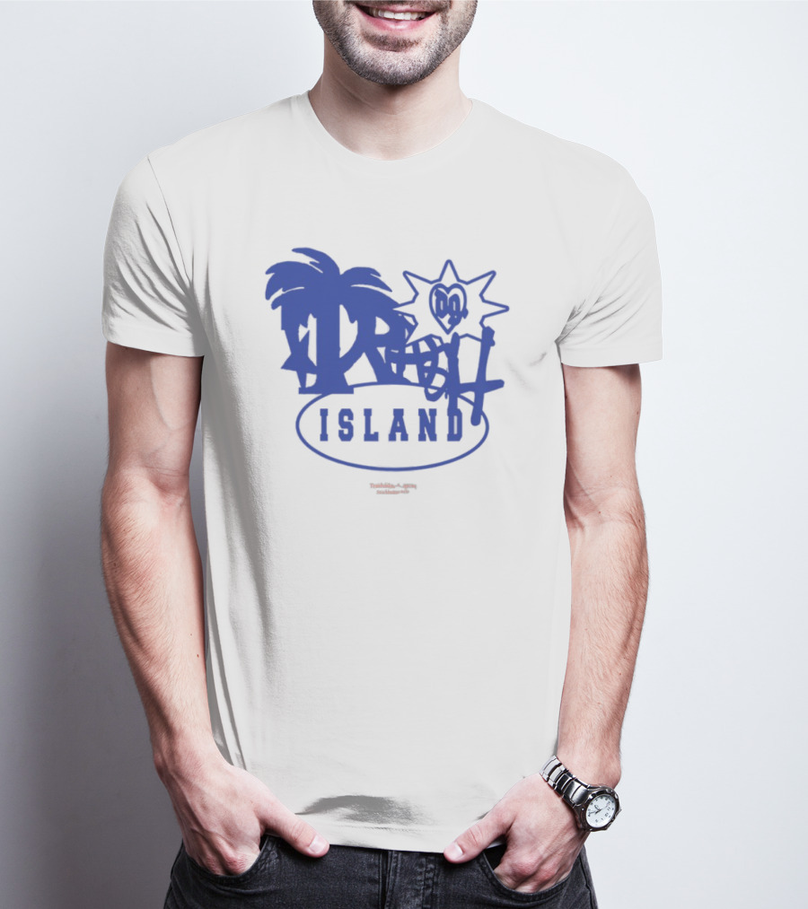 Trash Island Blue And White Palm Star Grafik T-Shirt