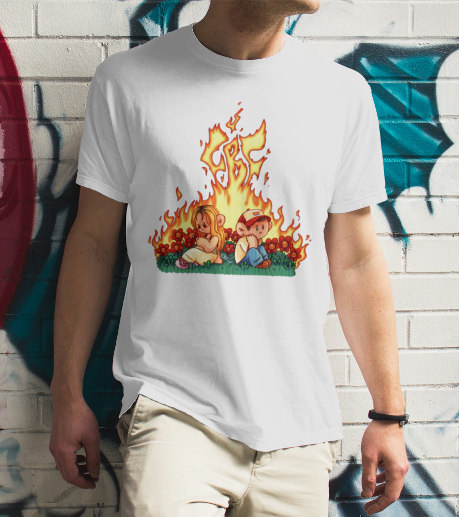 Fireball Friday Love Is Comic Characters With Fiery Background T-Shirt