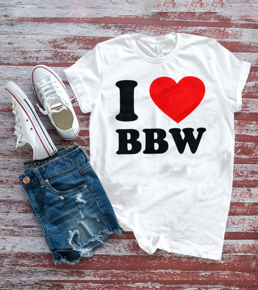 I Love BBW Heart Symbol Statement T-Shirt