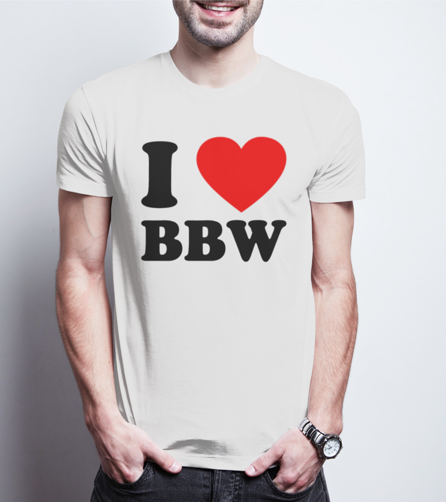 I Love BBW Heart Symbol Statement T-Shirt