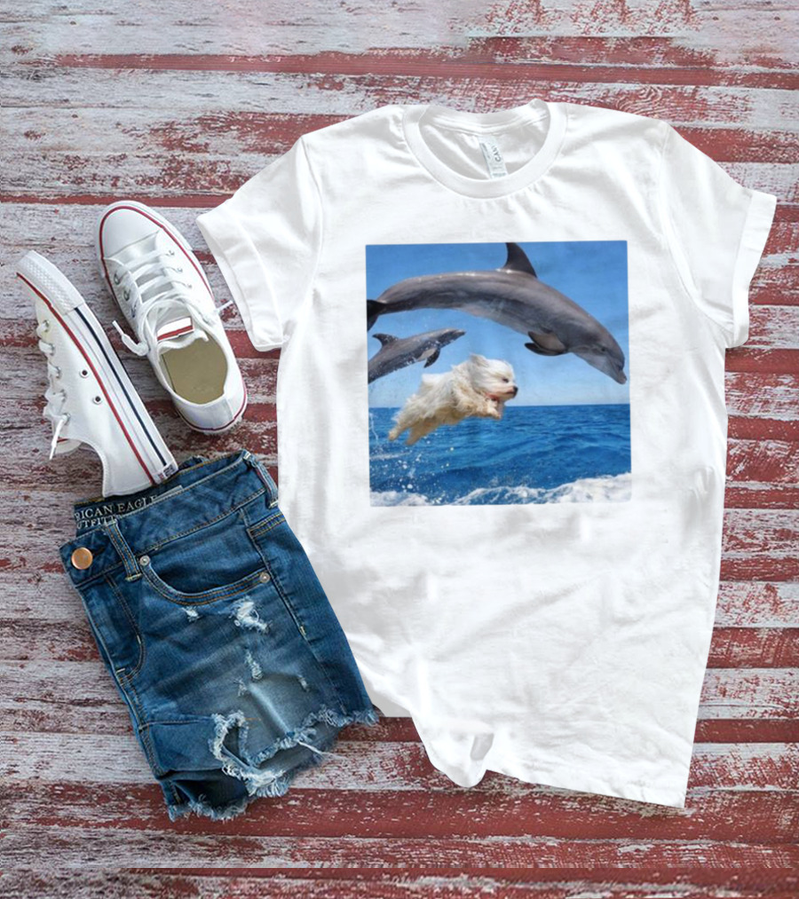 Dog Jump With Dolphin Ocean Adventure T-Shirt