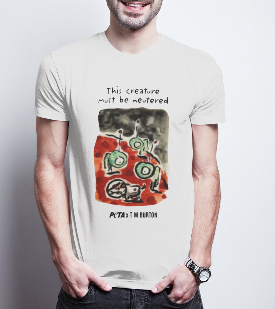 Peta X Tim Burton The Creature Must Be Regarded Levi In Space T-Shirt