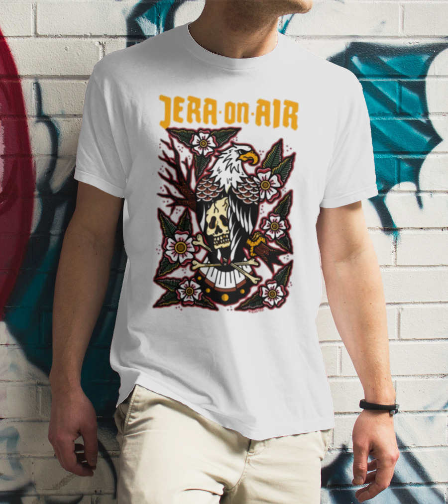 Richie Disaster Jera On Air Eagle Skull Floral Design T-Shirt