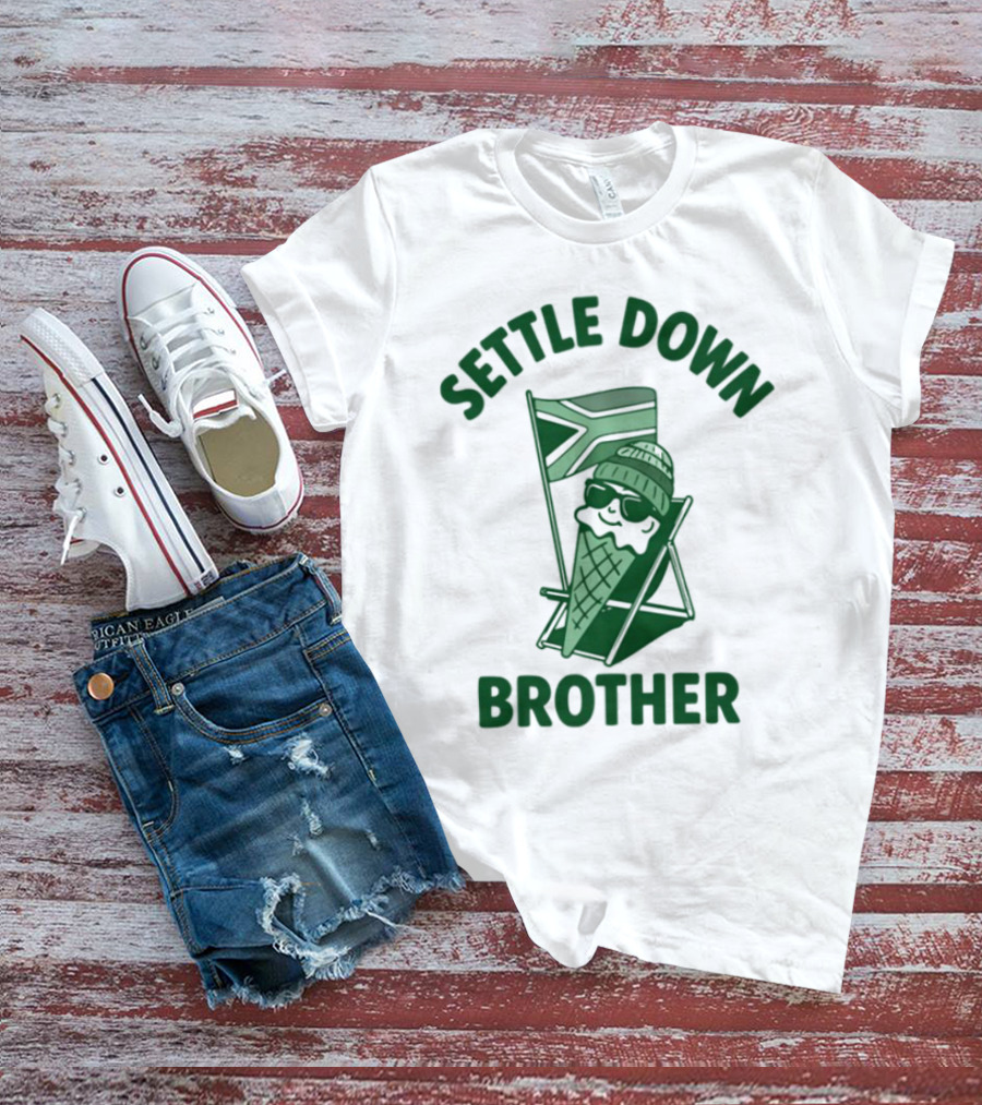 Settle Down Brother Ice Cream Cone Beach Chair Relaxation T-Shirt