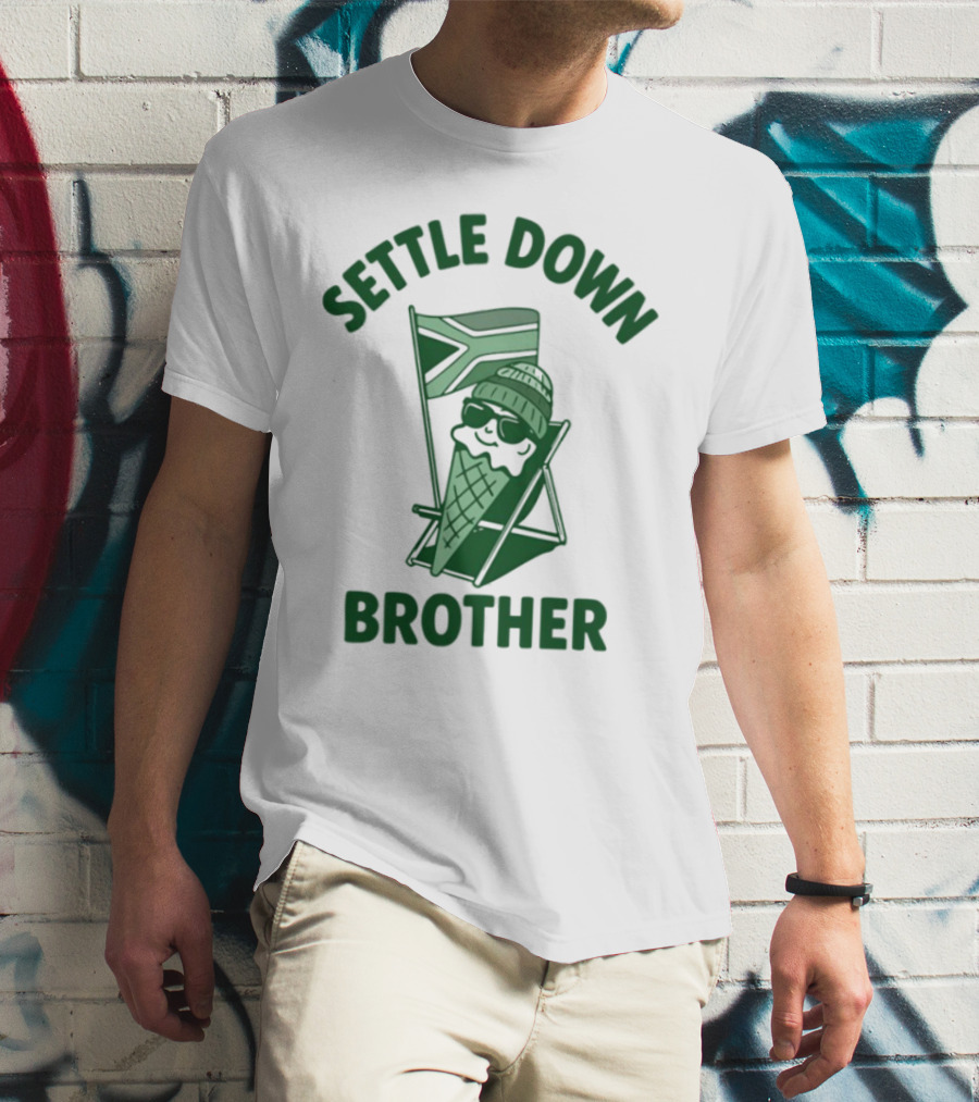 Settle Down Brother Ice Cream Cone Beach Chair Relaxation T-Shirt