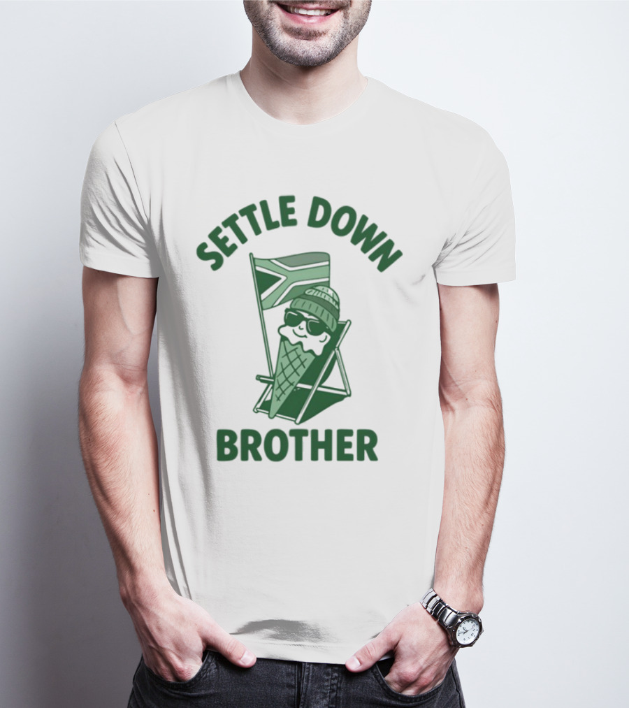 Settle Down Brother Ice Cream Cone Beach Chair Relaxation T-Shirt