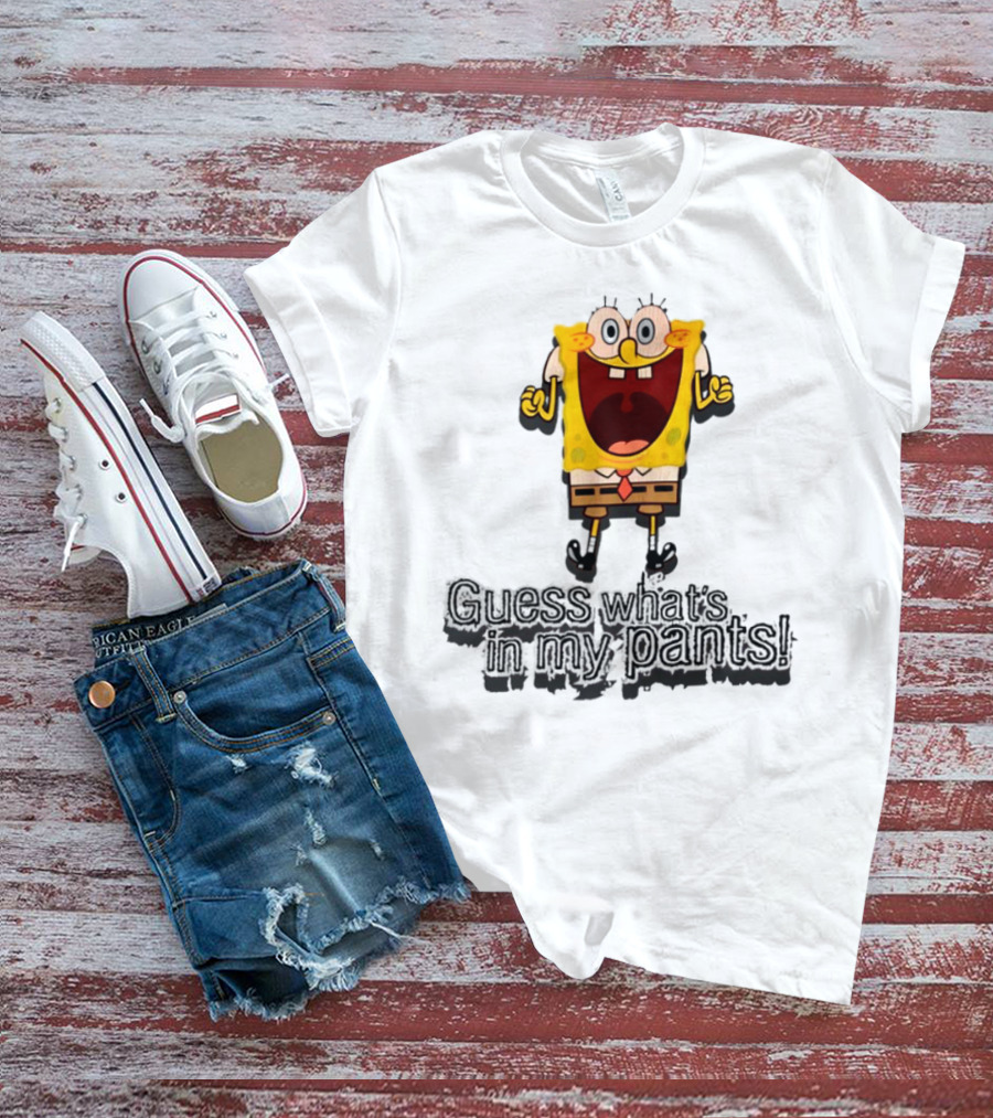 "Guess What's In My Pants Funny SpongeBob SquarePants Patrick Reference" T-Shirt