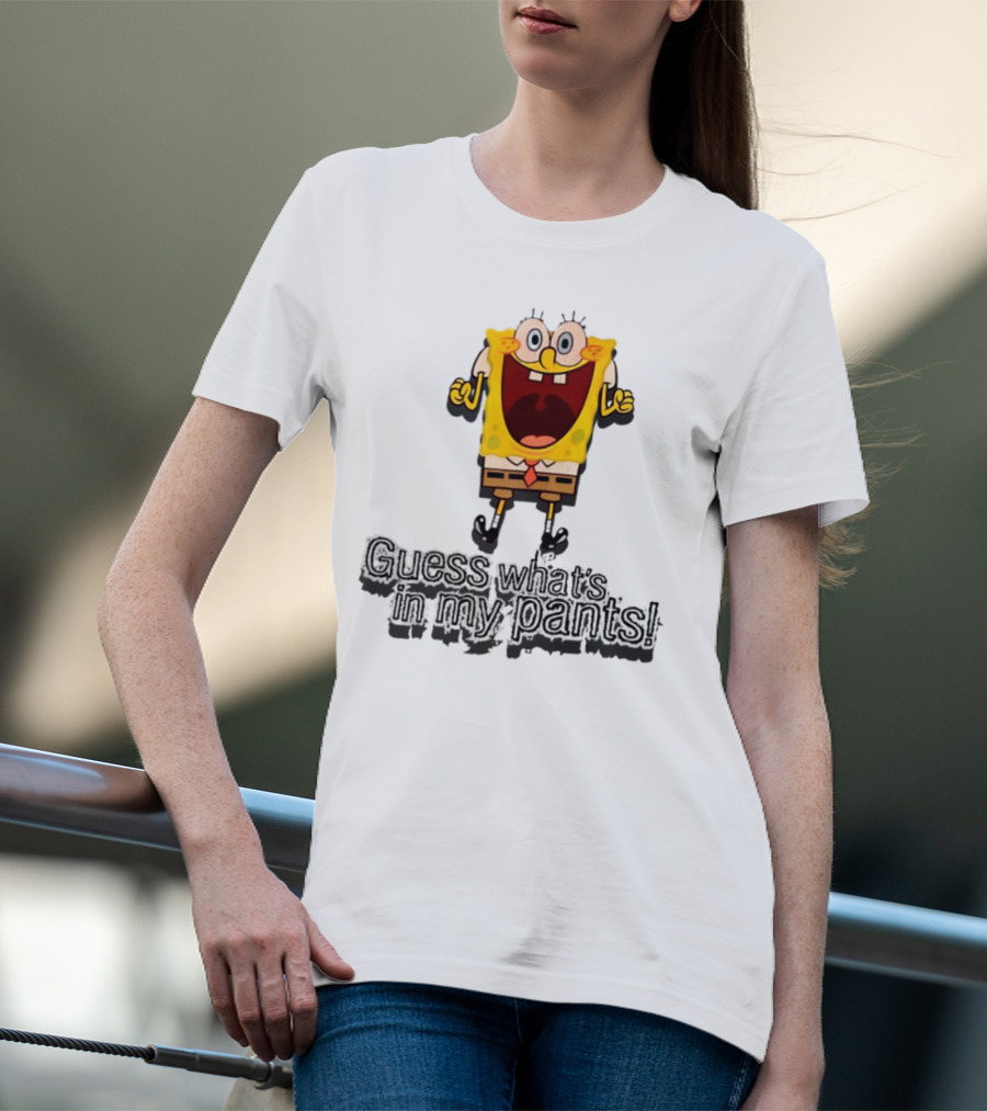 "Guess What's In My Pants Funny SpongeBob SquarePants Patrick Reference" T-Shirt
