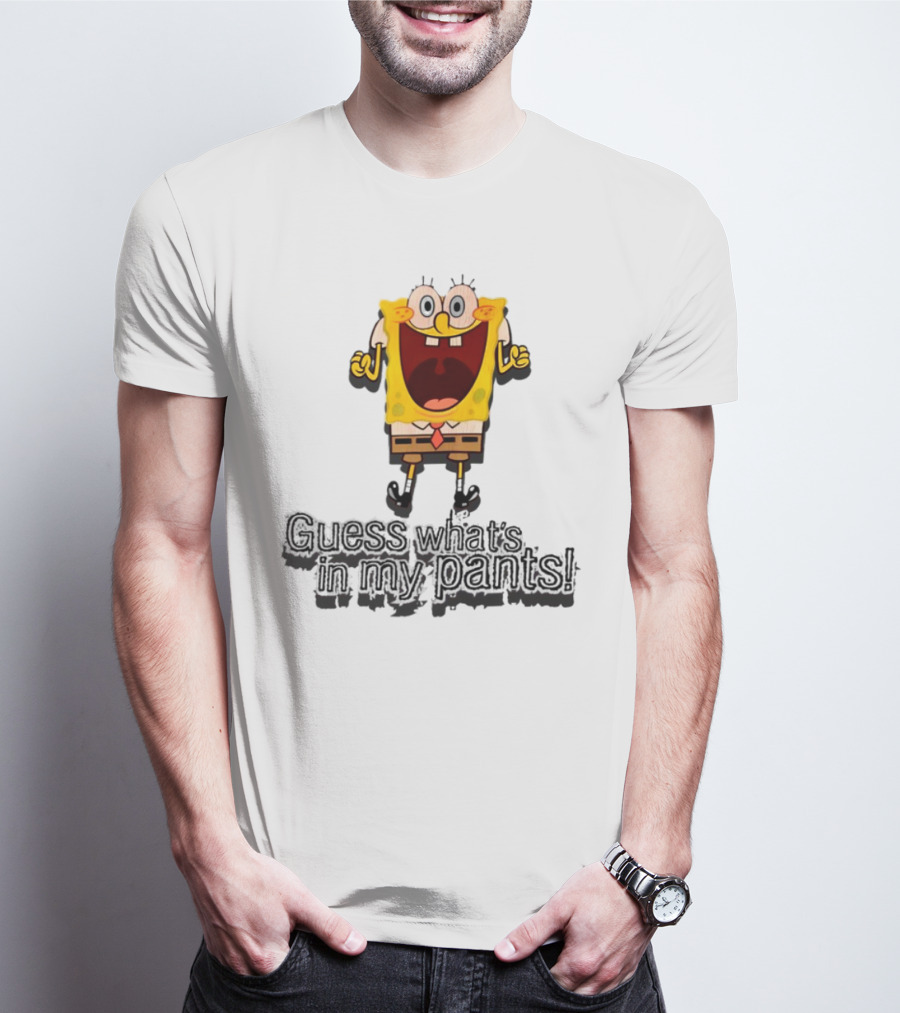 "Guess What's In My Pants Funny SpongeBob SquarePants Patrick Reference" T-Shirt