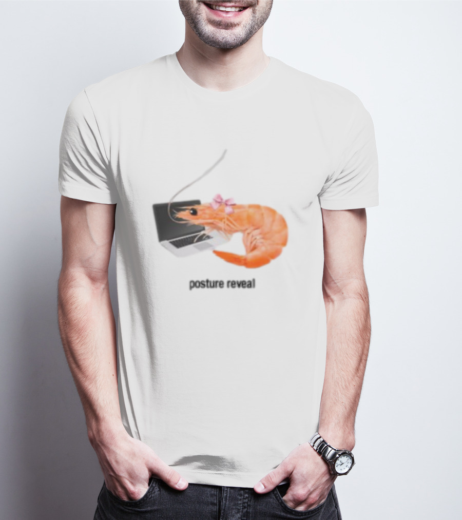 Shrimp Laptop Bow Posture Reveal T-Shirt