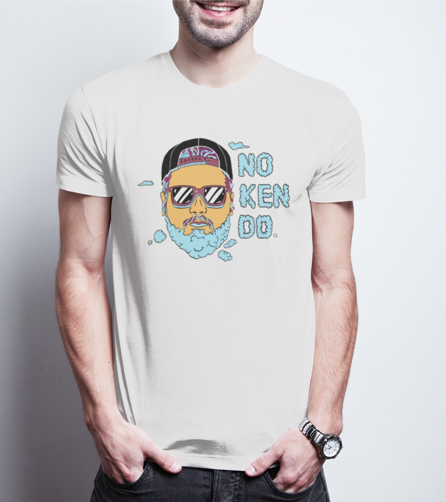 No Ken Do Trippy Ken Sunglasses Beard Cartoon T-Shirt
