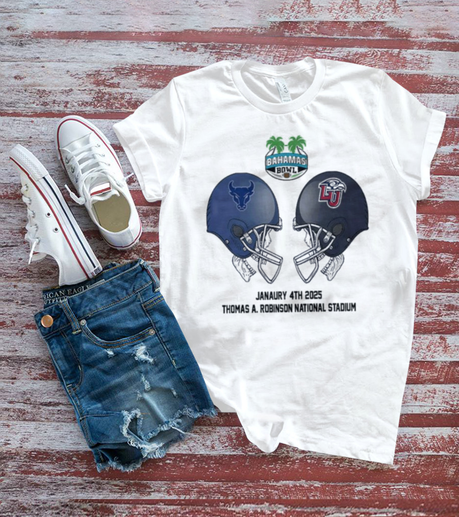 Buffalo Bulls Vs Liberty Flames Head To Head Bahamas Bowl January 4th 2025 Thomas A Robinson Stadium T-Shirt