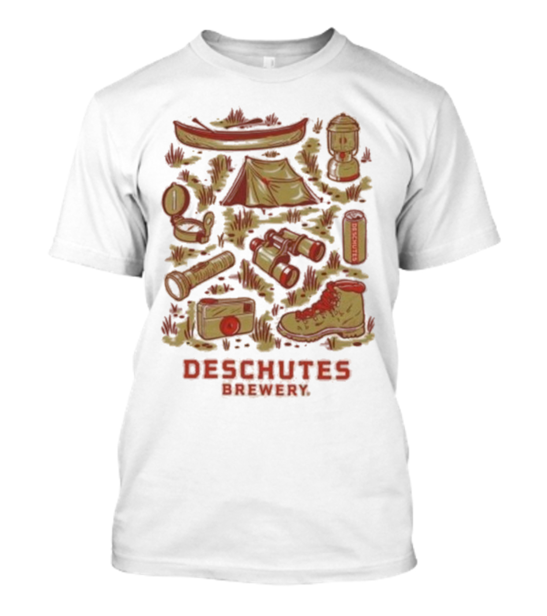 Deschutes Brewery Camping Adventure Gear Collage T-Shirt