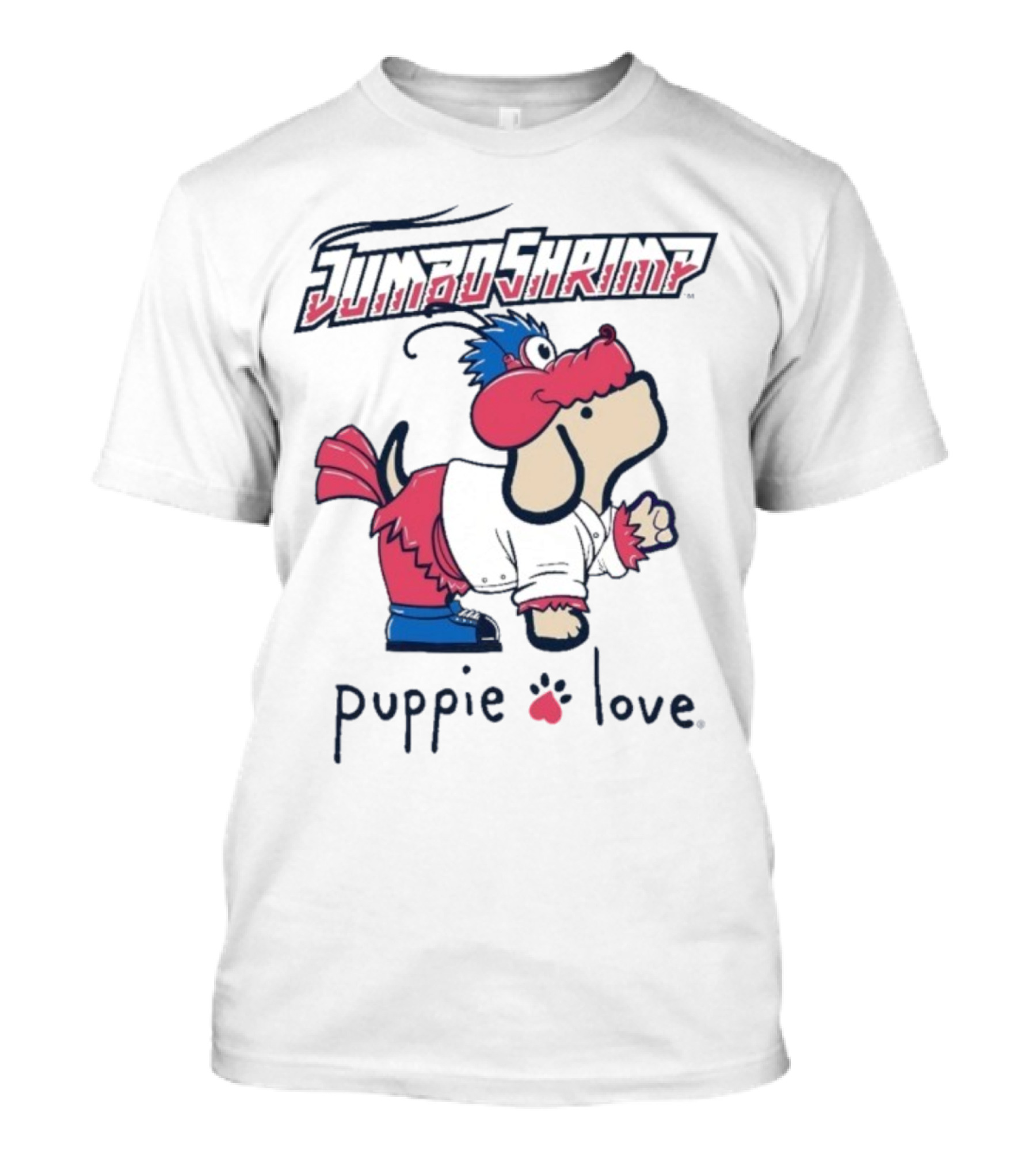 Jacksonville Jumbo Shrimp Puppie Love Baseball Mascot T-Shirt