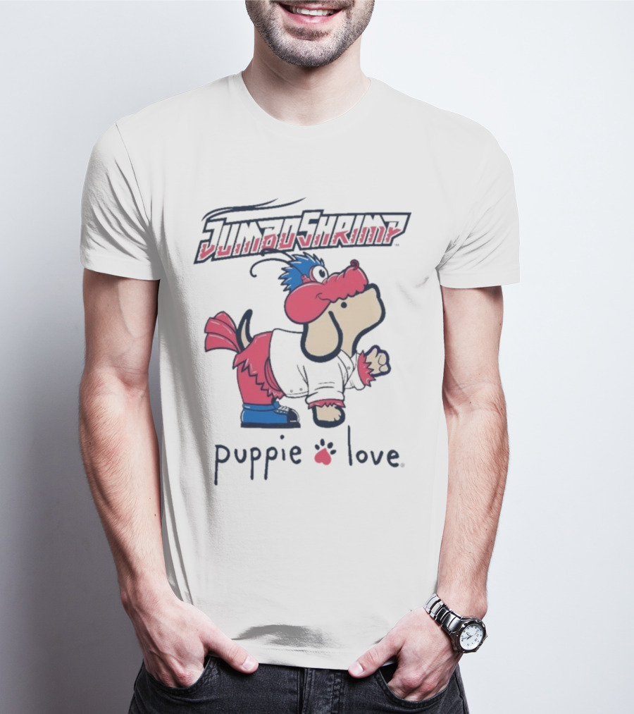 Jacksonville Jumbo Shrimp Puppie Love Baseball Mascot T-Shirt