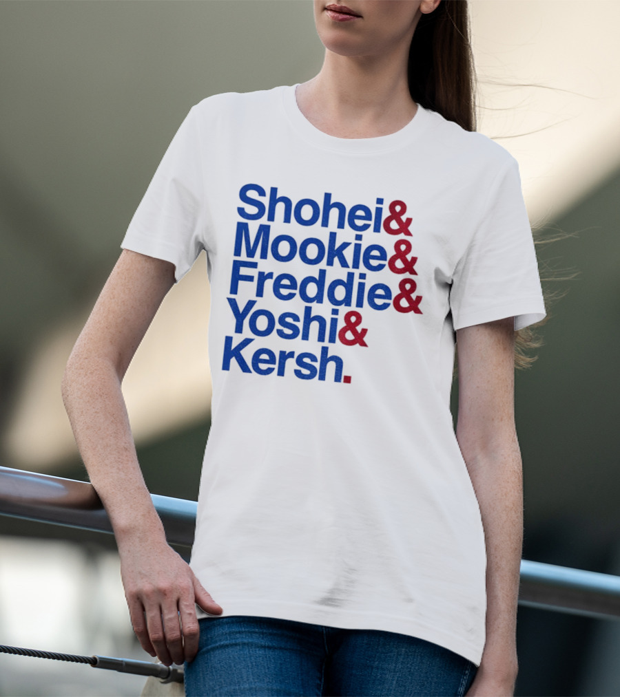 Shohei Mookie Freddie Yoshi Kersh Los Angeles Dodgers Baseball Ampersand Stars 2025 T-Shirt