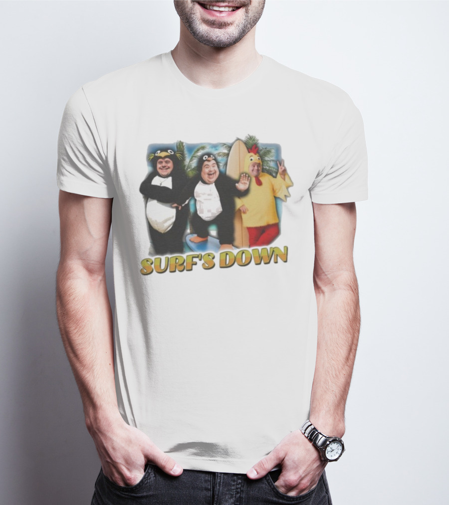 "Surf’s Down Penguin And Chicken Costume Fun" T-Shirt