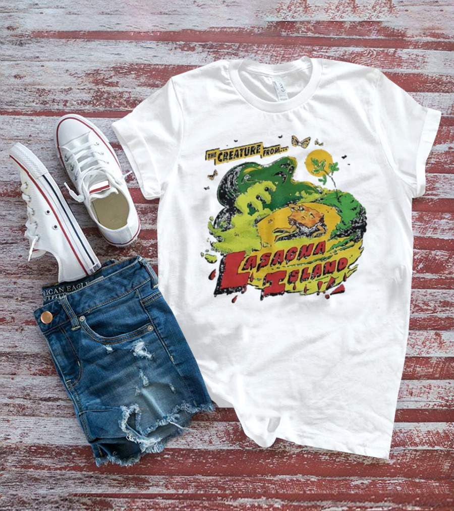 The Creature From Lasagna Island Vintage Horror Design October 2025 T-Shirt
