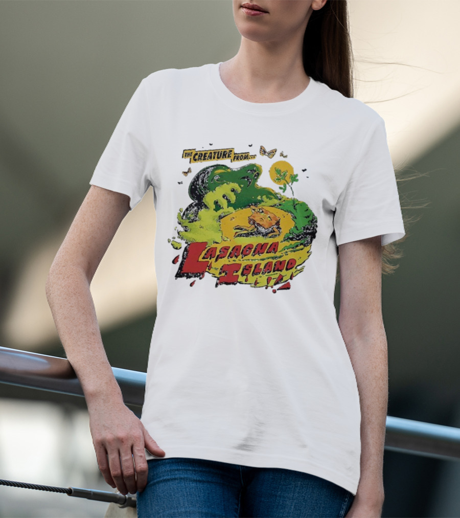 The Creature From Lasagna Island Vintage Horror Design October 2025 T-Shirt