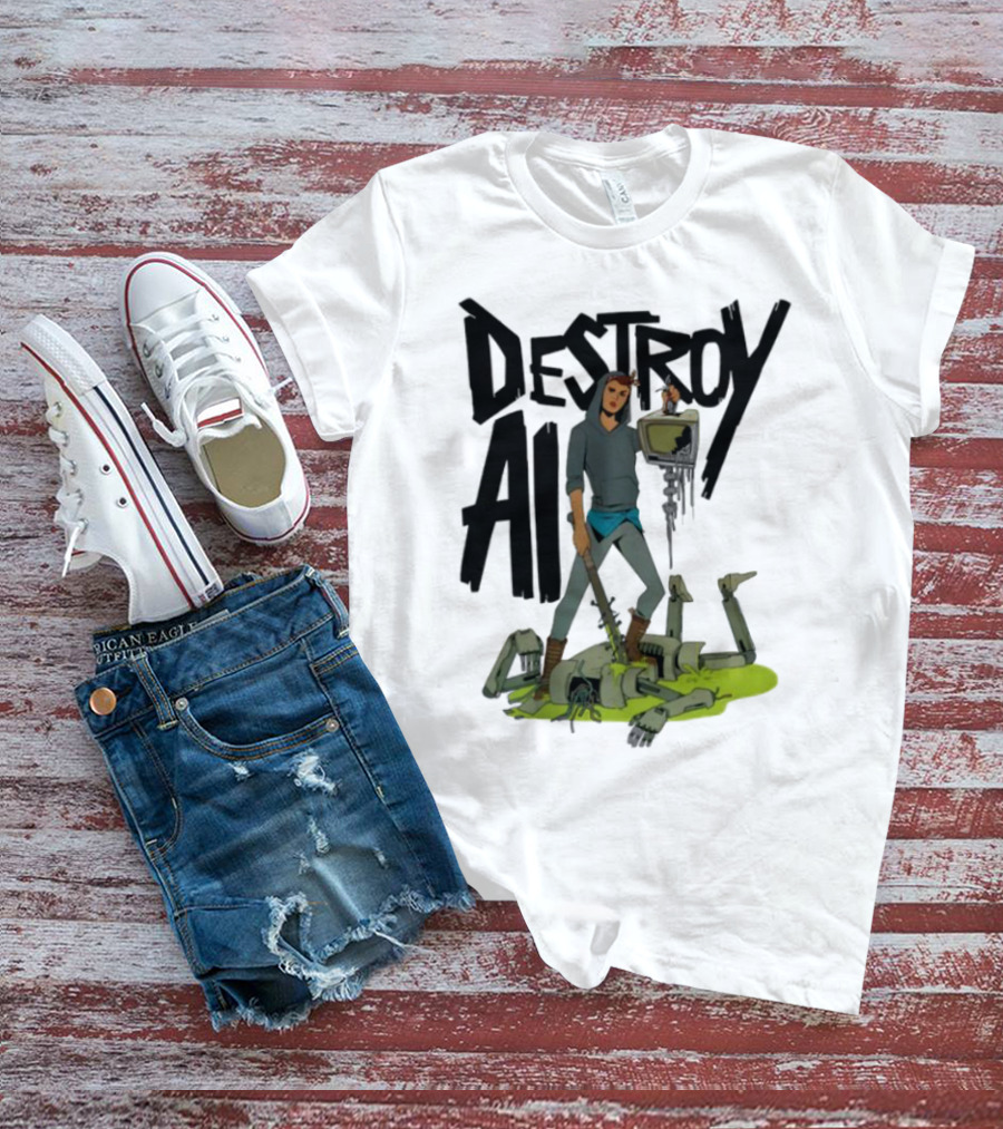 "Aftermath Destroy AI Futuristic Battle Scene" T-Shirt