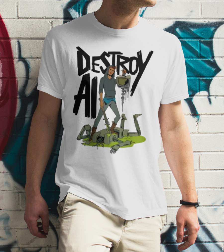 "Aftermath Destroy AI Futuristic Battle Scene" T-Shirt