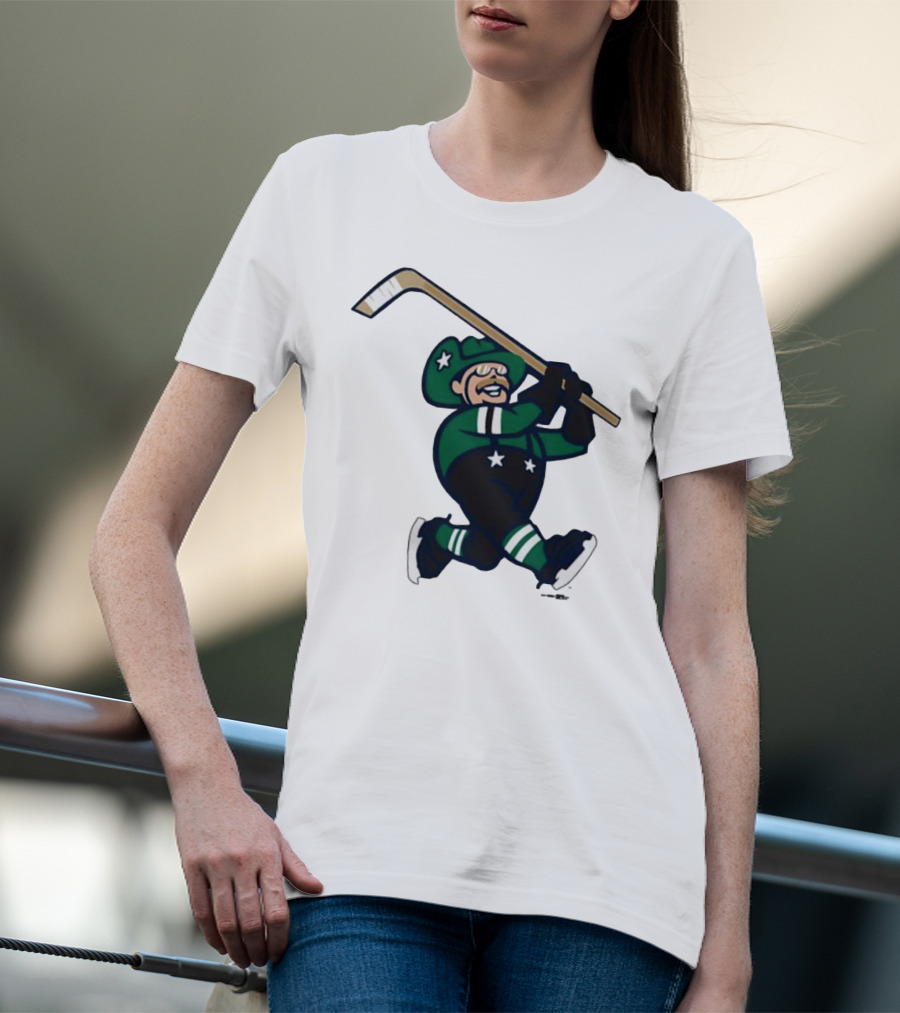 Frisco RoughRiders Dallas Stars Night Mascot Skating Youth Hockey T-Shirt