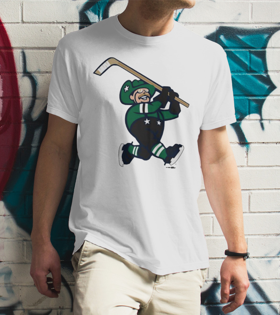 Frisco RoughRiders Dallas Stars Night Mascot Skating Youth Hockey T-Shirt