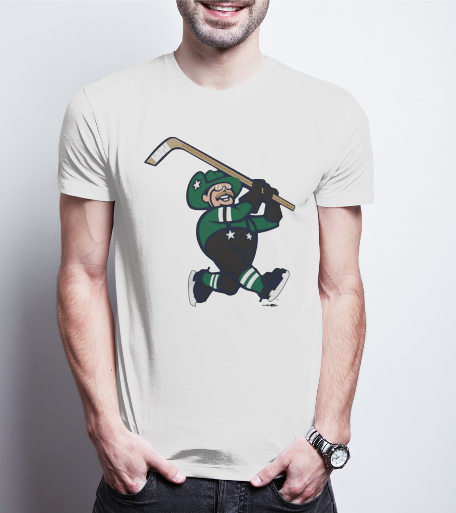 Frisco RoughRiders Dallas Stars Night Mascot Skating Youth Hockey T-Shirt
