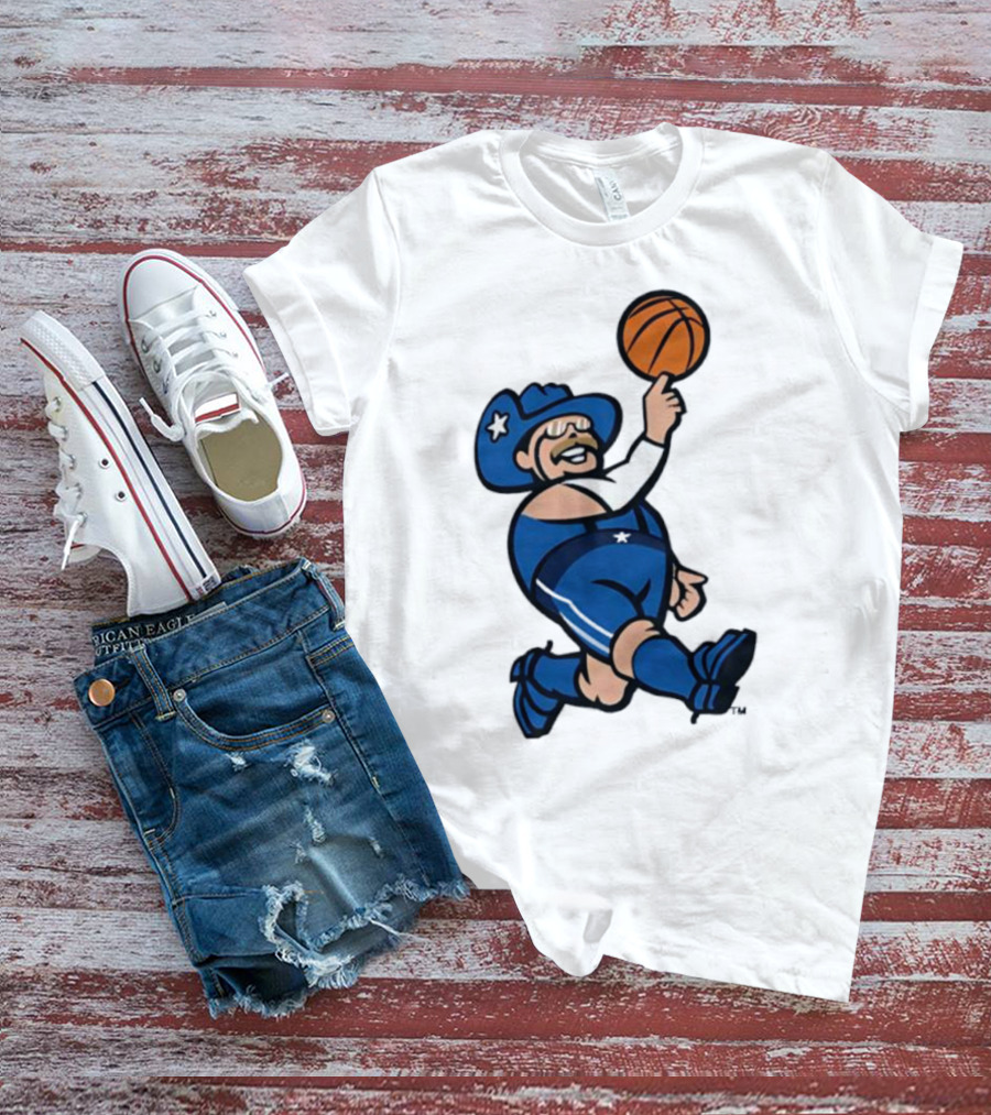 Frisco RoughRiders Dallas Mavericks Crossover Mascot Basketball Cowboy T-Shirt
