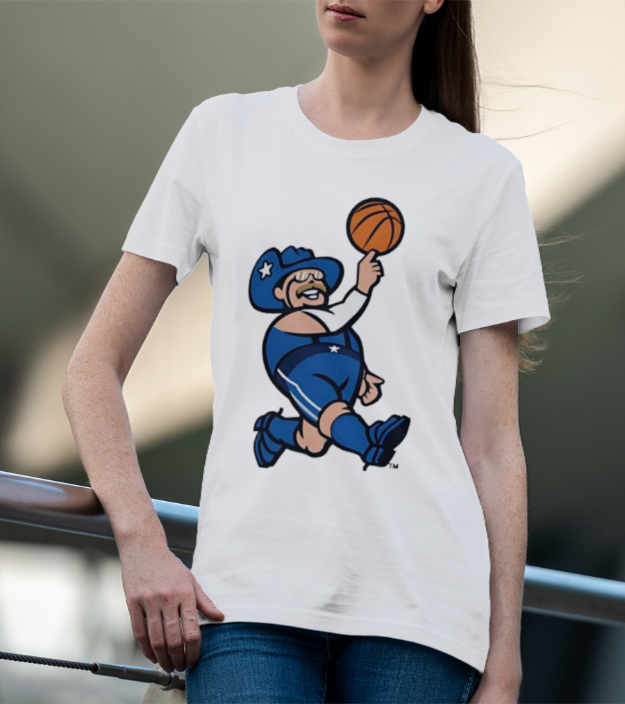 Frisco RoughRiders Dallas Mavericks Crossover Mascot Basketball Cowboy T-Shirt