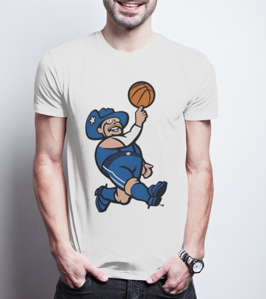 Frisco RoughRiders Dallas Mavericks Crossover Mascot Basketball Cowboy T-Shirt