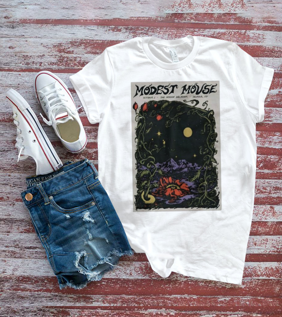 Modest Mouse October 1 The Mission Ballroom Denver CO Moonlit Floral Mountain T-Shirt