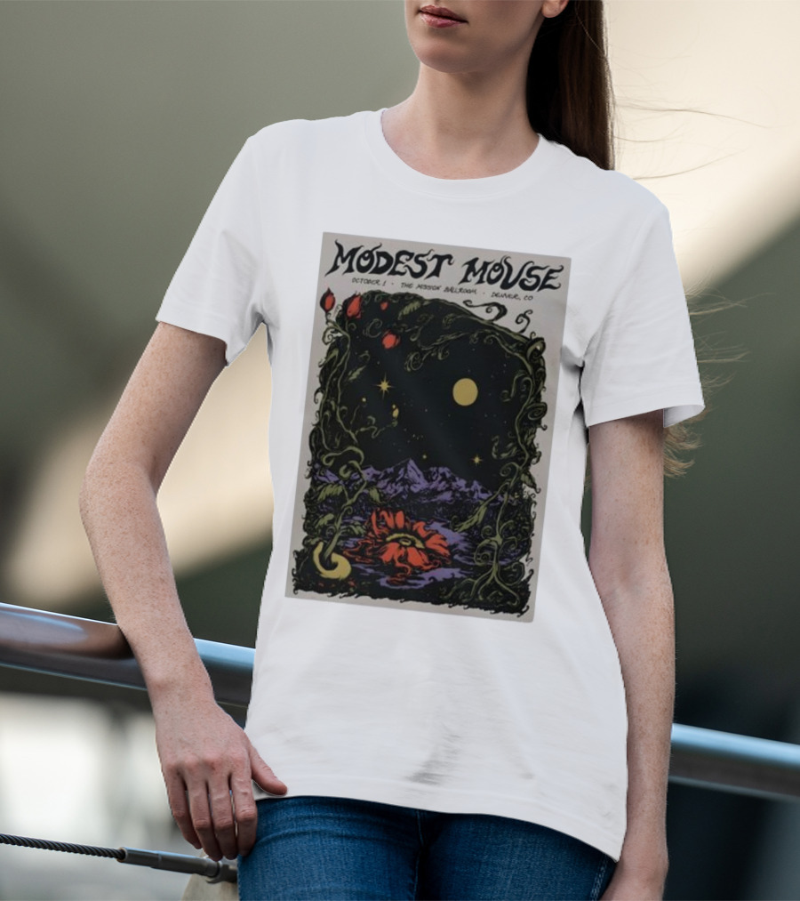 Modest Mouse October 1 The Mission Ballroom Denver CO Moonlit Floral Mountain T-Shirt