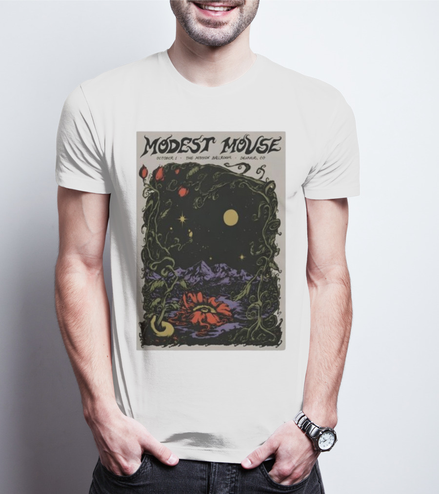 Modest Mouse October 1 The Mission Ballroom Denver CO Moonlit Floral Mountain T-Shirt