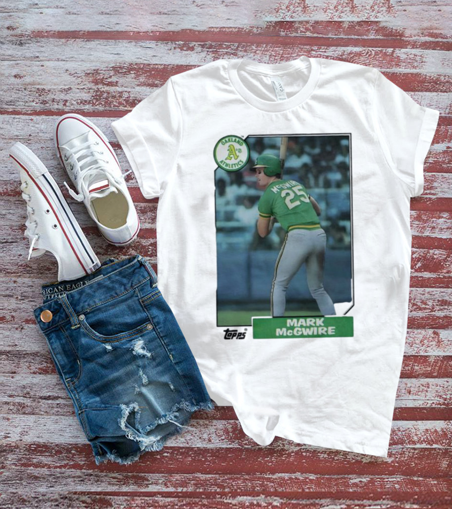 Oakland Athletics Mark McGwire 25 Topps Baseball Player MLB T-Shirt